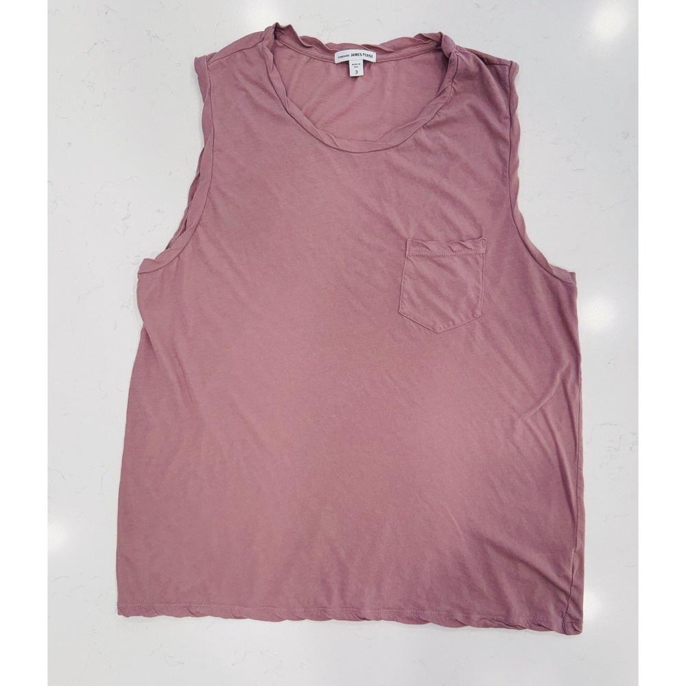 James Perse Pink Twist Seam Knit Scoop Neck Pocket Tank Top Size 3 (L) WEK3102